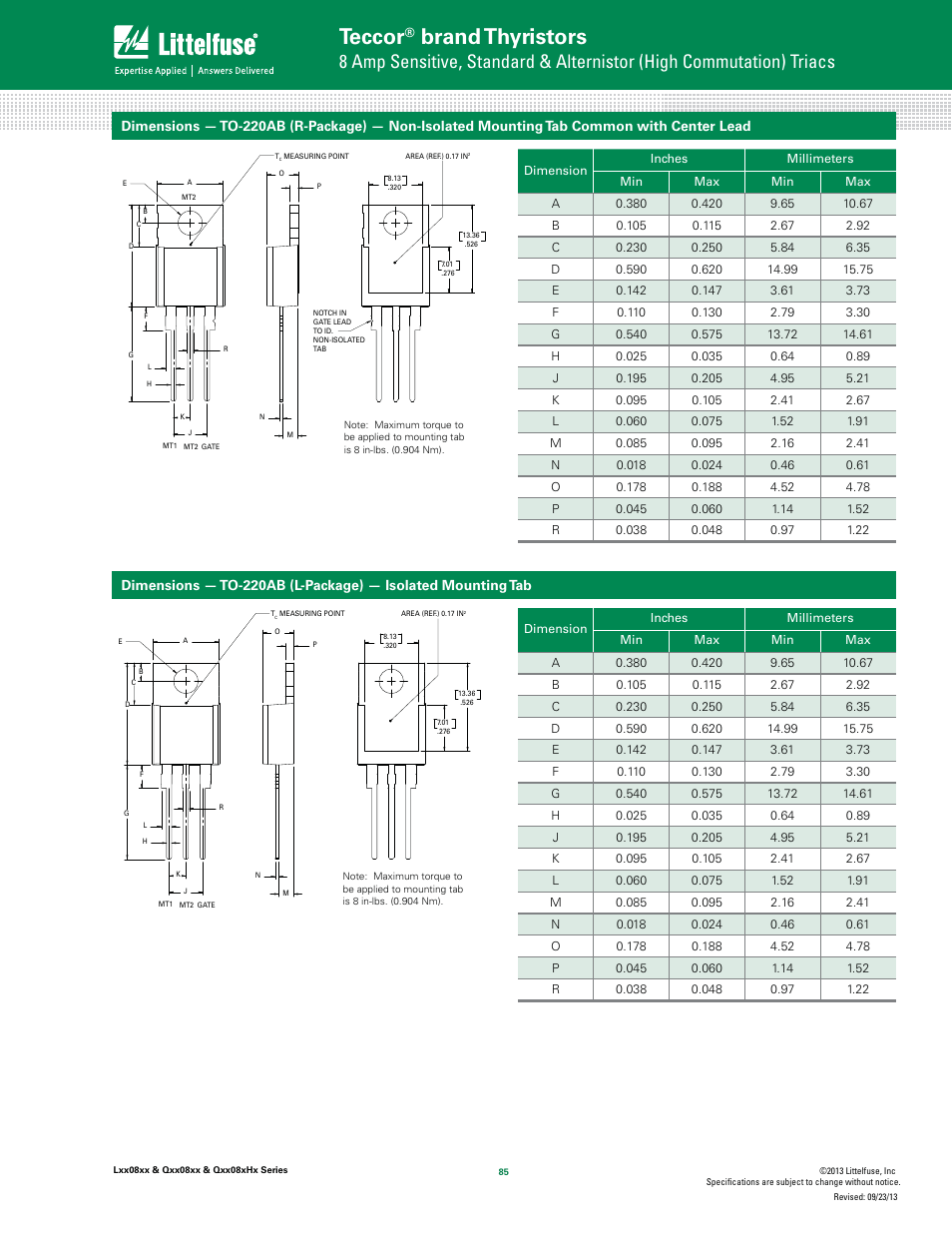 Teccor, Brand thyristors | Littelfuse Qxx08xHx Series User Manual | Page 9 / 14