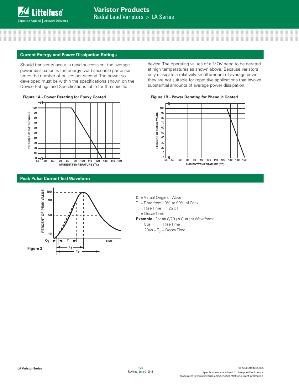 Varistor products, Radial lead varistors > la series | Littelfuse LA Varistor Series User Manual | Page 4 / 13