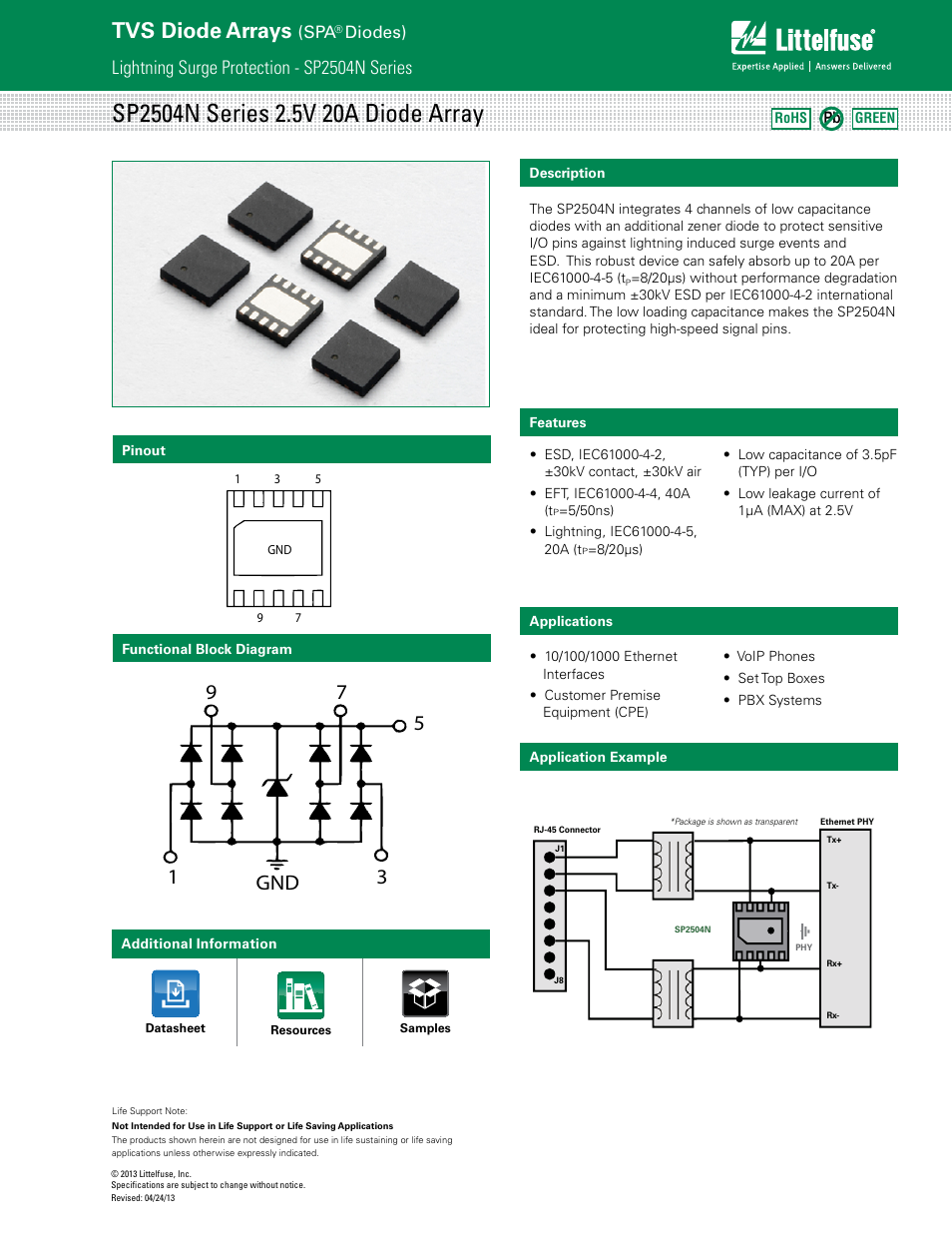 Littelfuse SP2504N Series User Manual | 4 pages