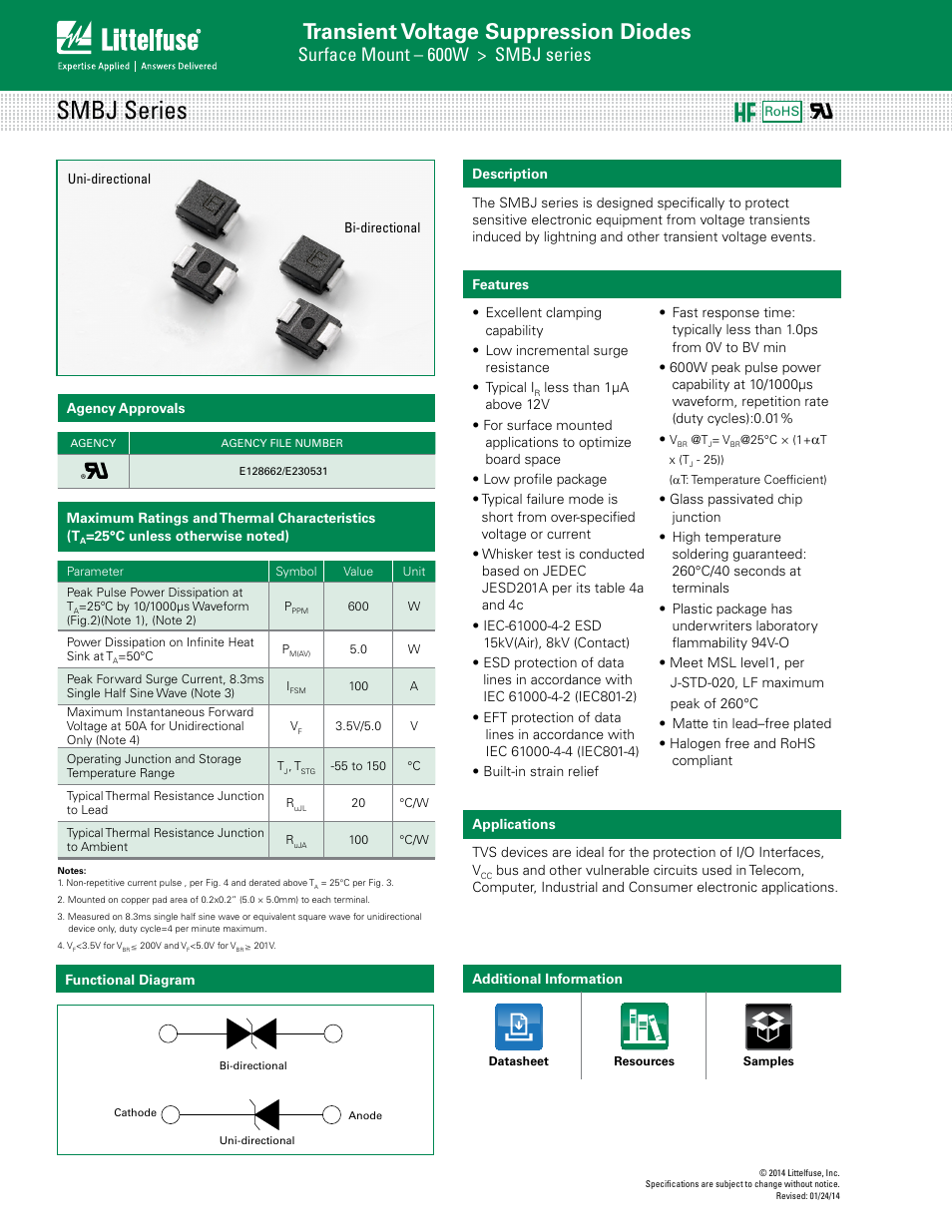 Littelfuse SMBJ Series User Manual | 6 pages