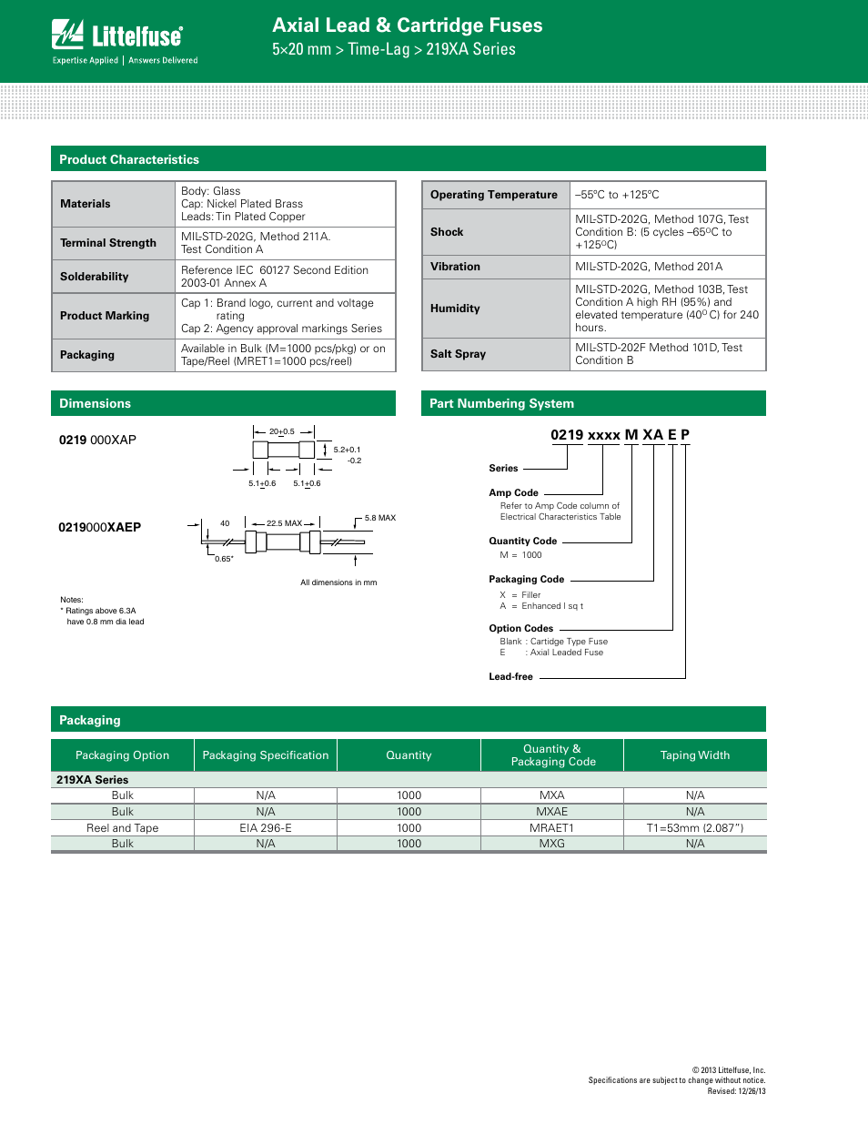 Axial lead & cartridge fuses | Littelfuse 219XA Series User Manual | Page 4 / 4