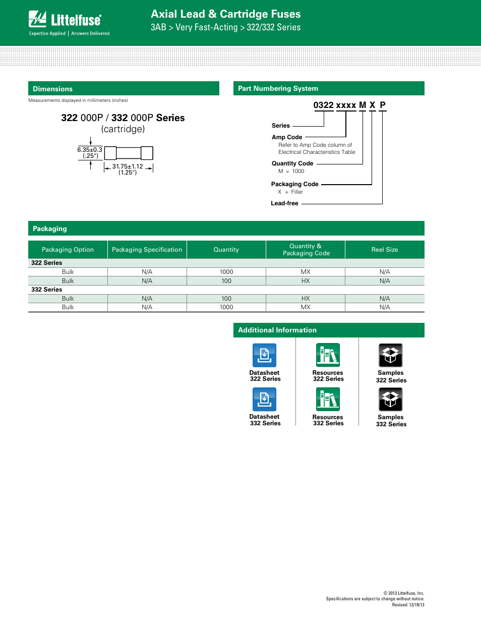 Axial lead & cartridge fuses | Littelfuse 322 Series User Manual | Page 3 / 3