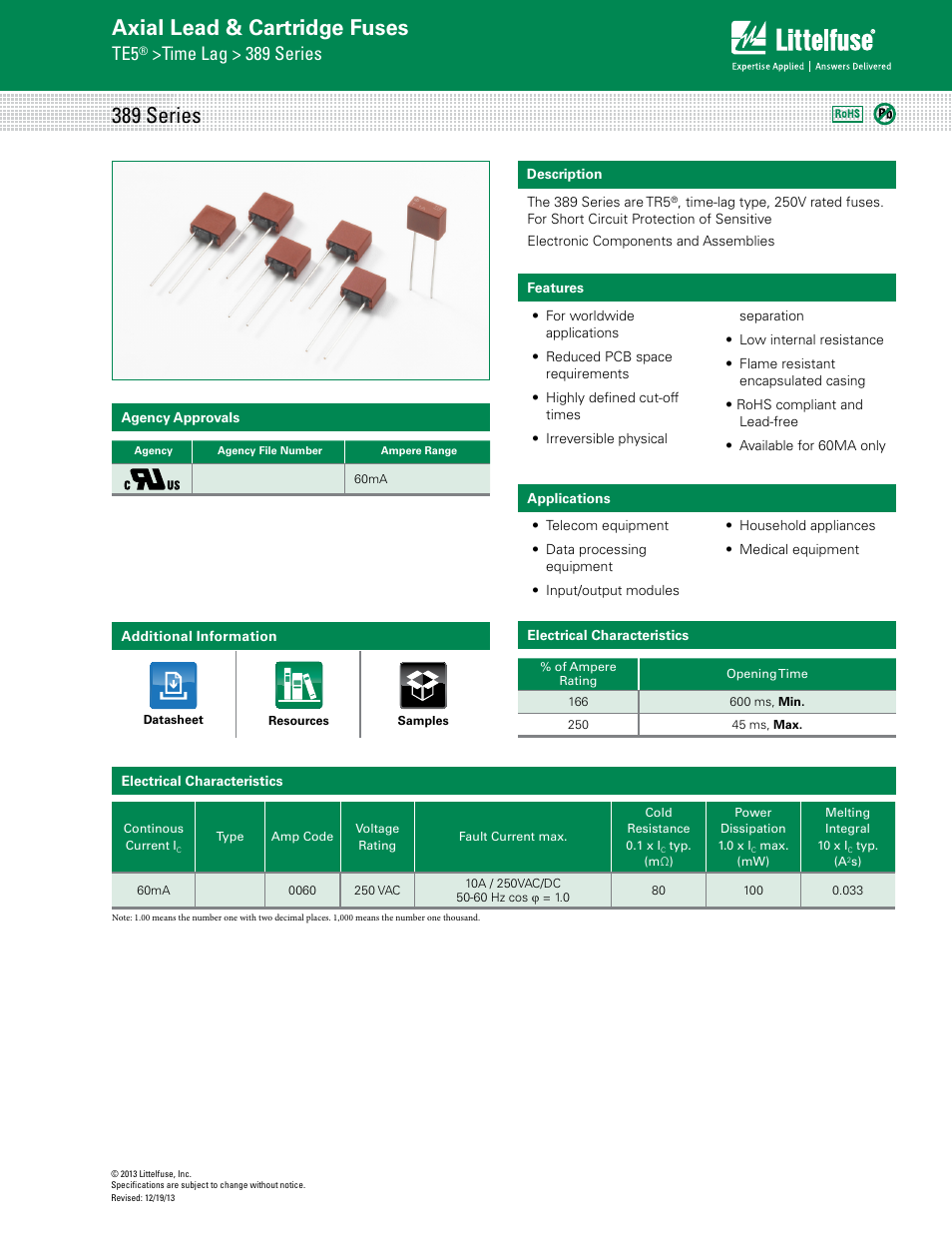 Littelfuse 389 Series User Manual | 3 pages