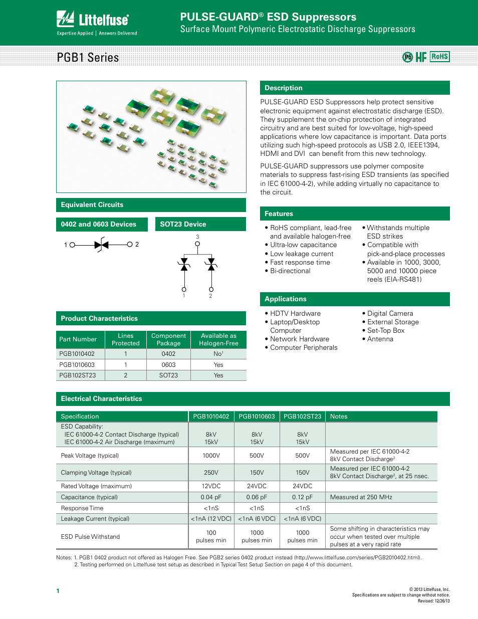 Littelfuse PGB10402 Series User Manual | 4 pages