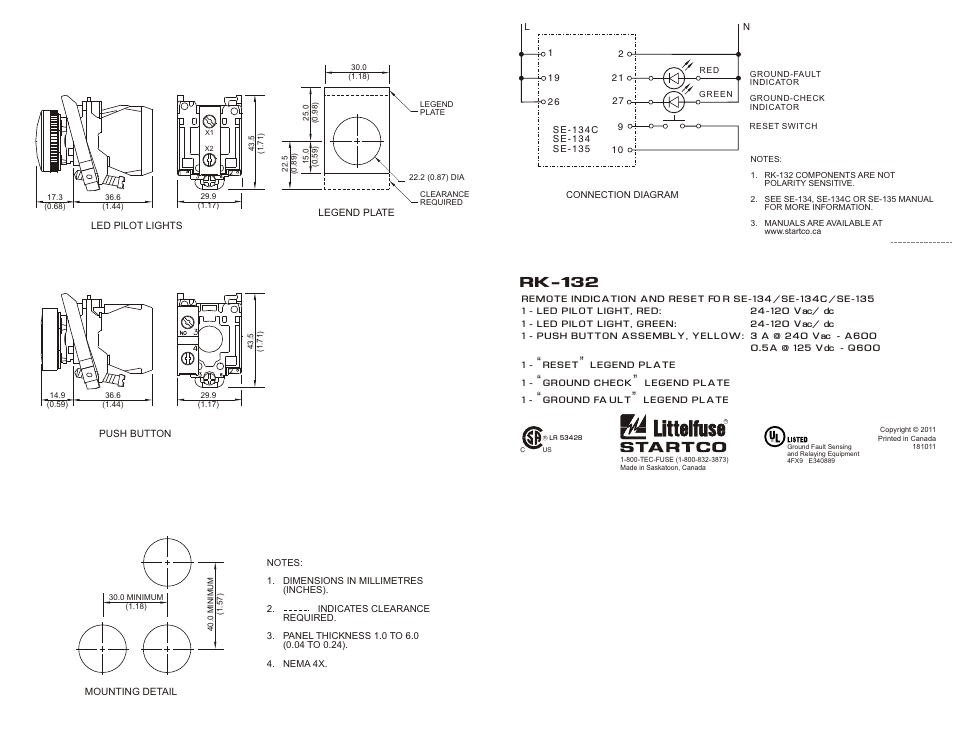 Littelfuse RK-132 Series User Manual | 1 page