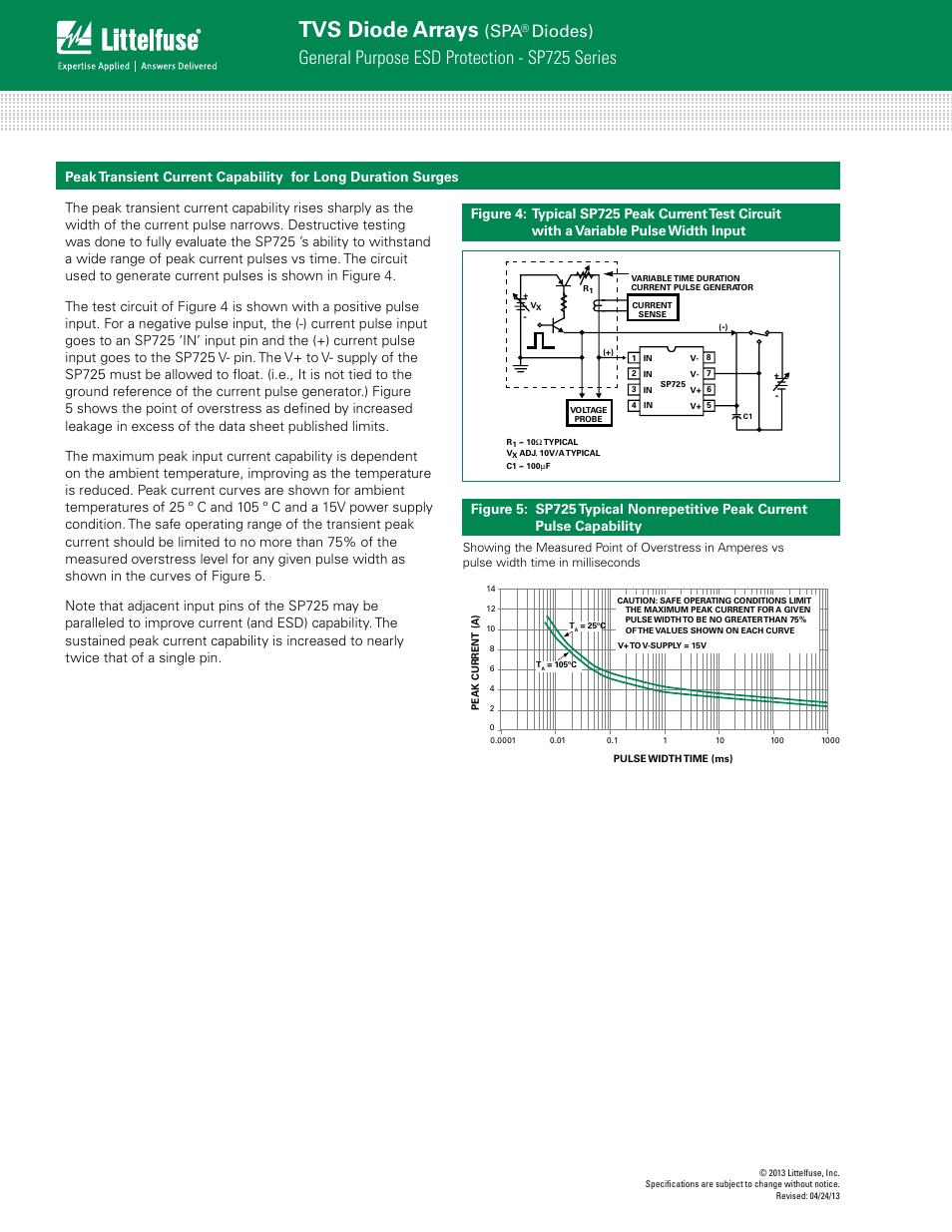 Tvs diode arrays, General purpose esd protection - sp725 series, Diodes) | Littelfuse SP725 Series User Manual | Page 4 / 6