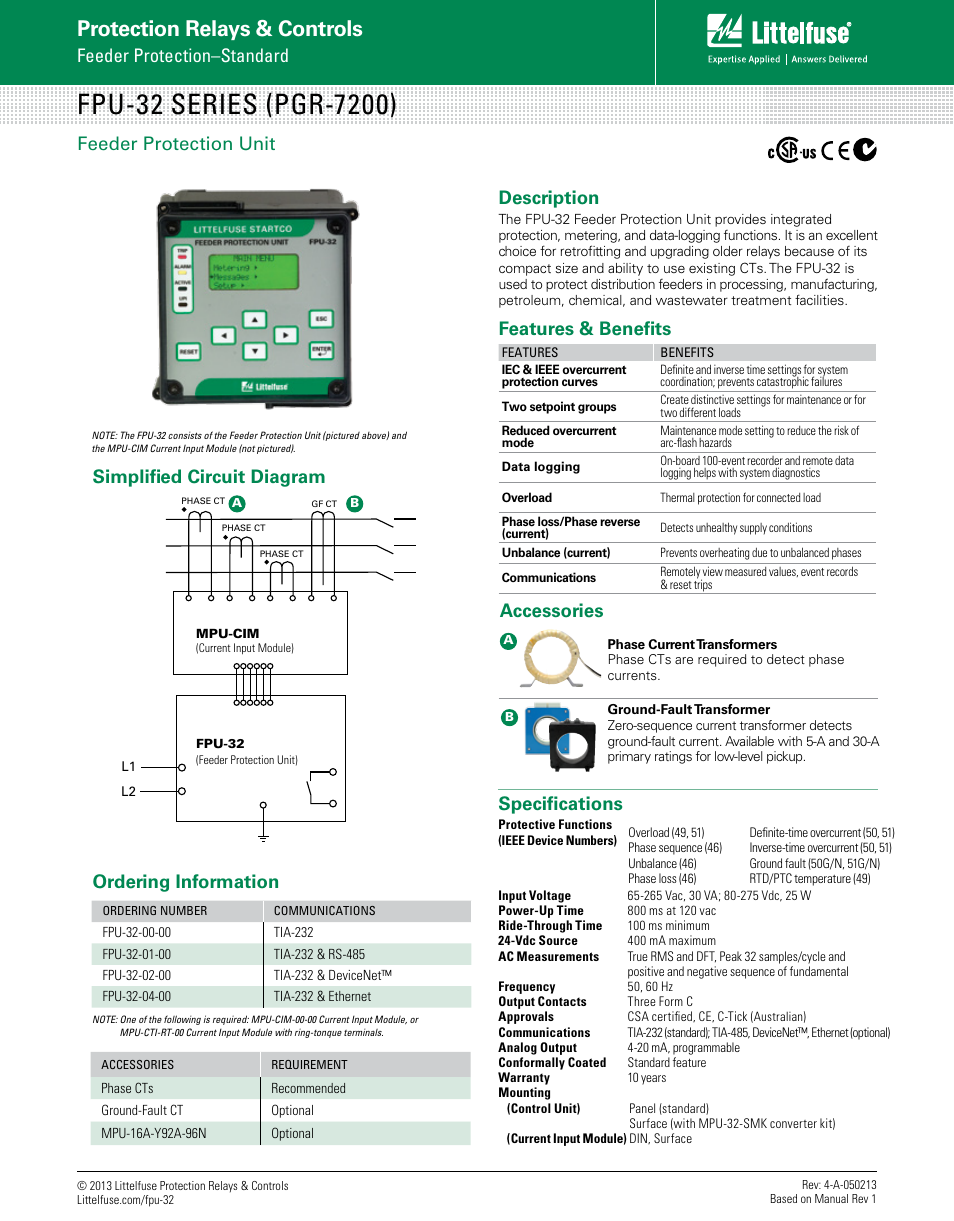 Littelfuse PGR-7200 Series User Manual | 1 page