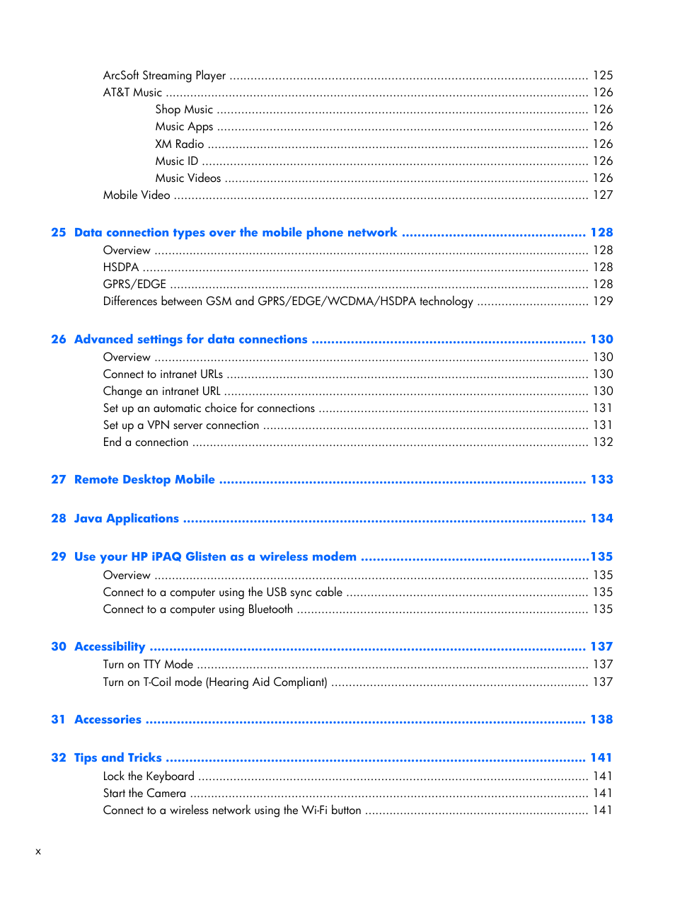 HP iPAQ Glisten-AT&T User Manual | Page 10 / 185