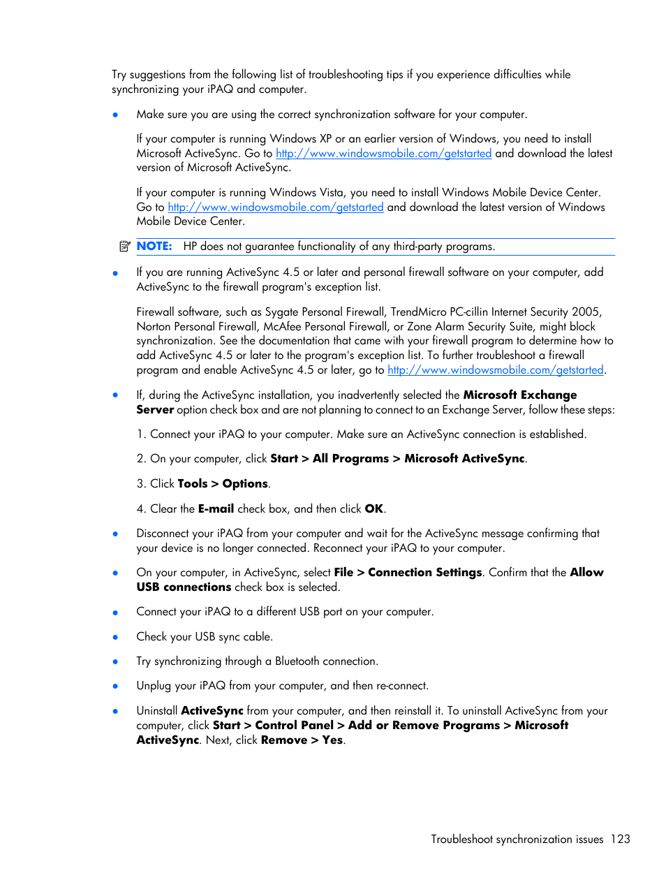 HP iPAQ Glisten-AT&T User Manual | Page 135 / 185