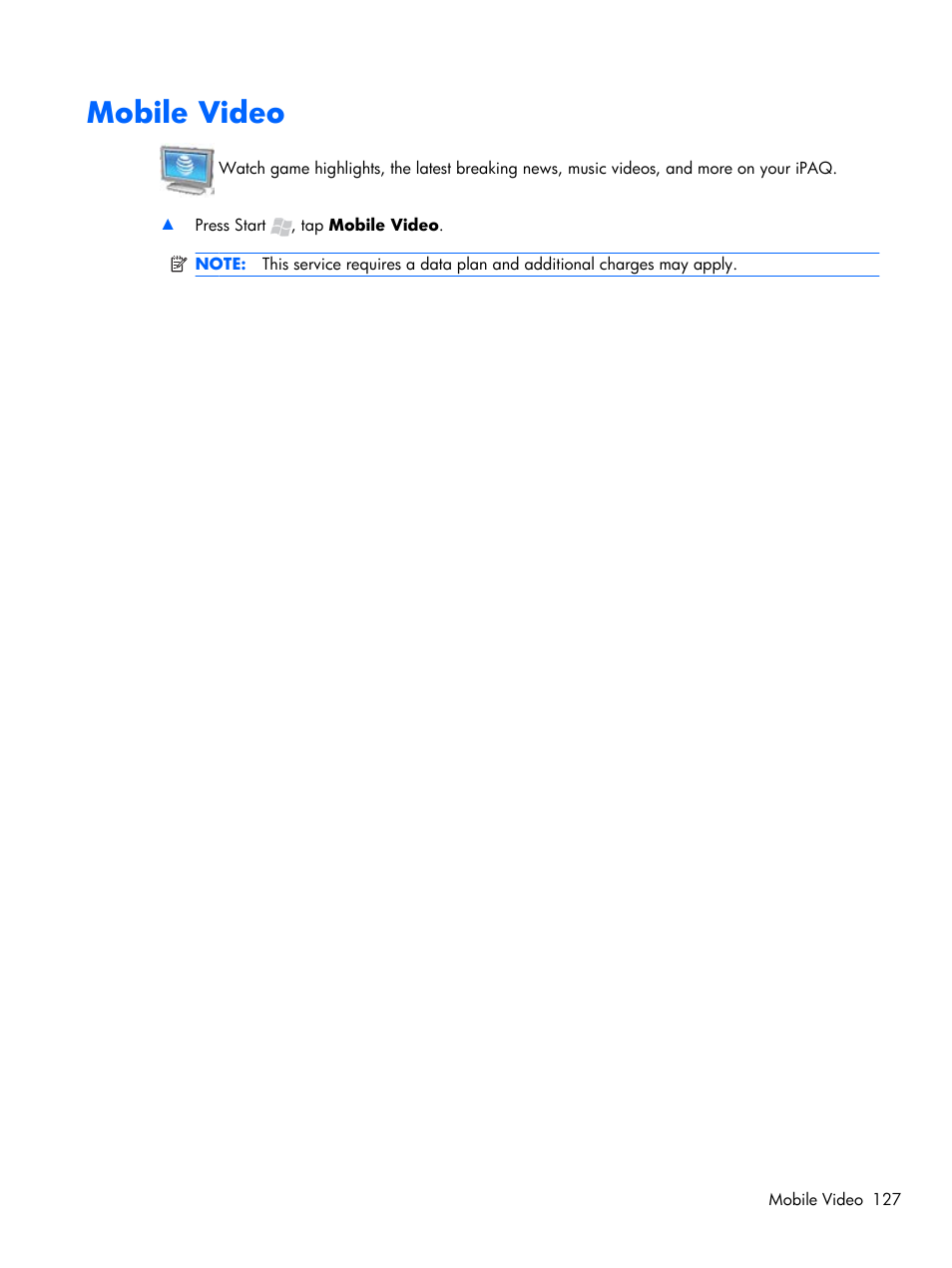 Mobile video | HP iPAQ Glisten-AT&T User Manual | Page 139 / 185