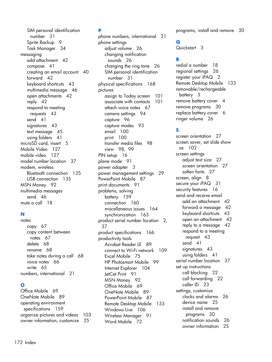 HP iPAQ Glisten-AT&T User Manual | Page 184 / 185