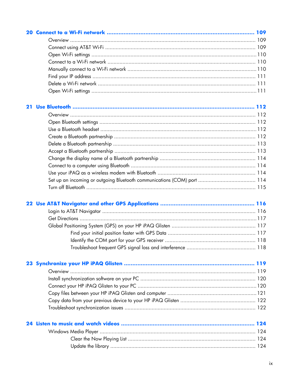 HP iPAQ Glisten-AT&T User Manual | Page 9 / 185