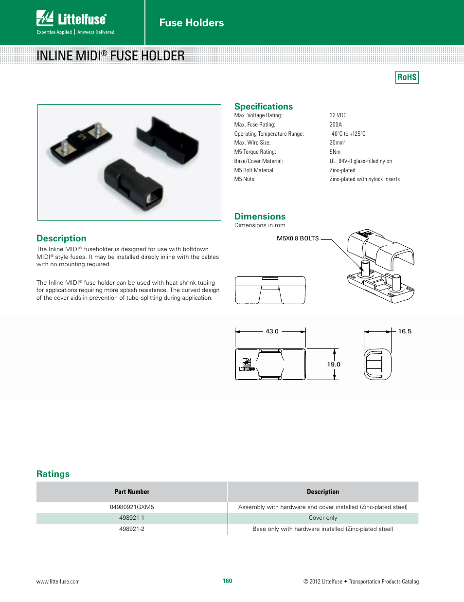 Littelfuse Inline MIDI Series User Manual | 1 page