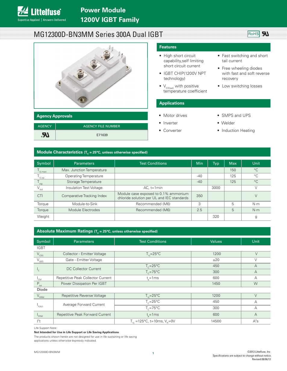 Littelfuse MG12300D-BN3MM Series User Manual | 5 pages