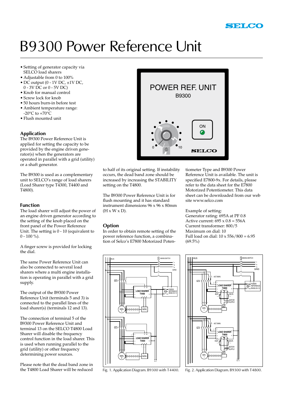 Littelfuse Selco B9300 Power Reference Unit User Manual | 2 pages