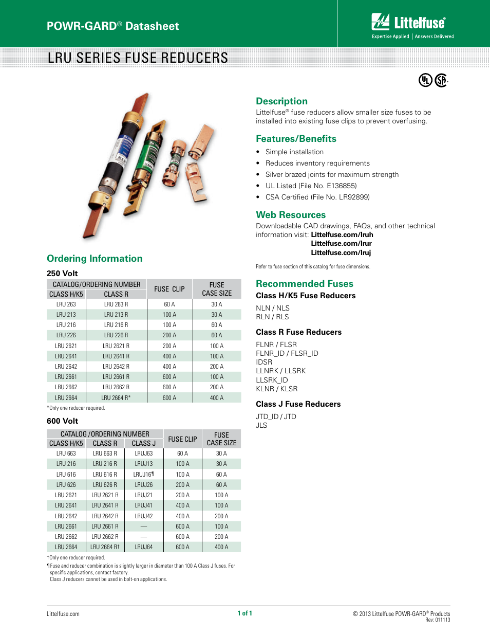 Littelfuse LRUH Series User Manual | 1 page