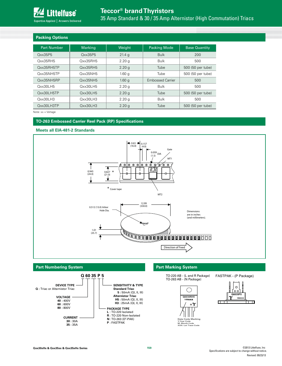 Teccor, Brand thyristors | Littelfuse Qxx35xHx Series User Manual | Page 9 / 9