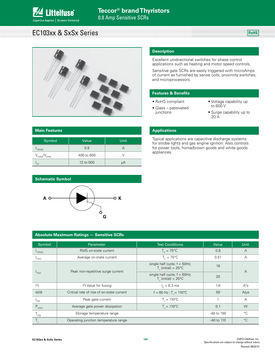 Littelfuse SxSx Series User Manual | 10 pages