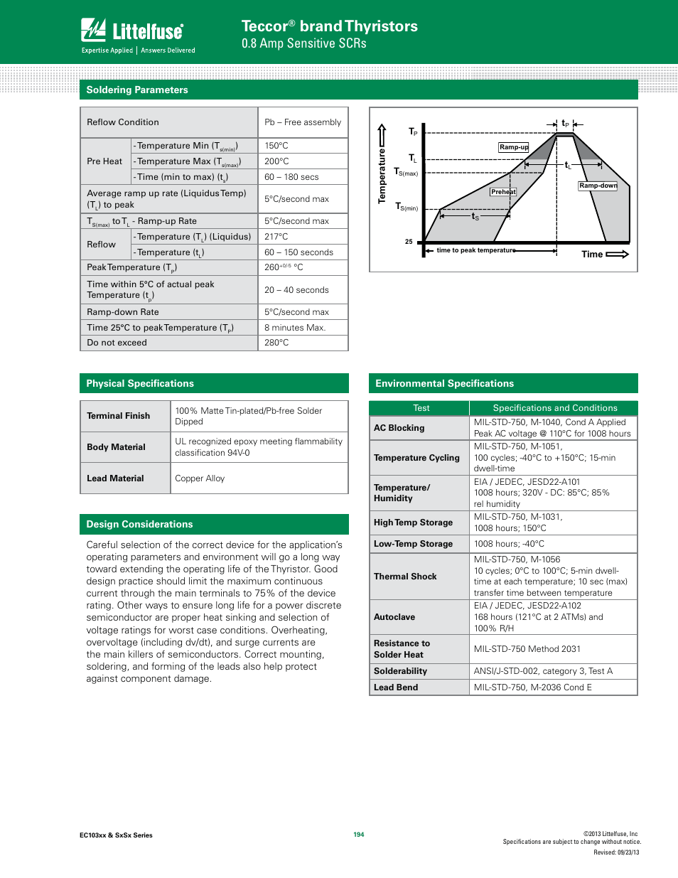 Teccor, Brand thyristors, 8 amp sensitive scrs | Littelfuse SxSx Series User Manual | Page 6 / 10