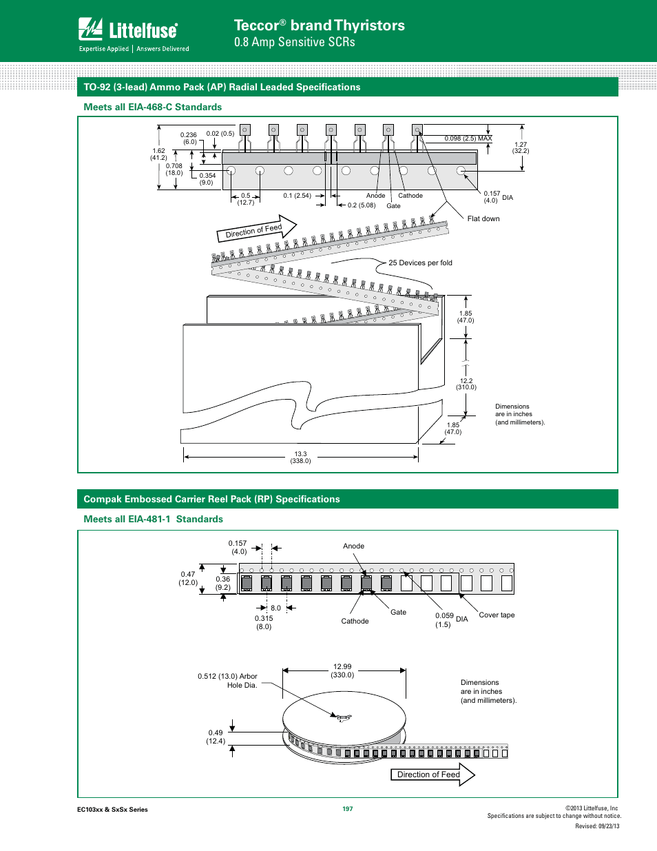Teccor, Brand thyristors, 8 amp sensitive scrs | Littelfuse SxSx Series User Manual | Page 9 / 10