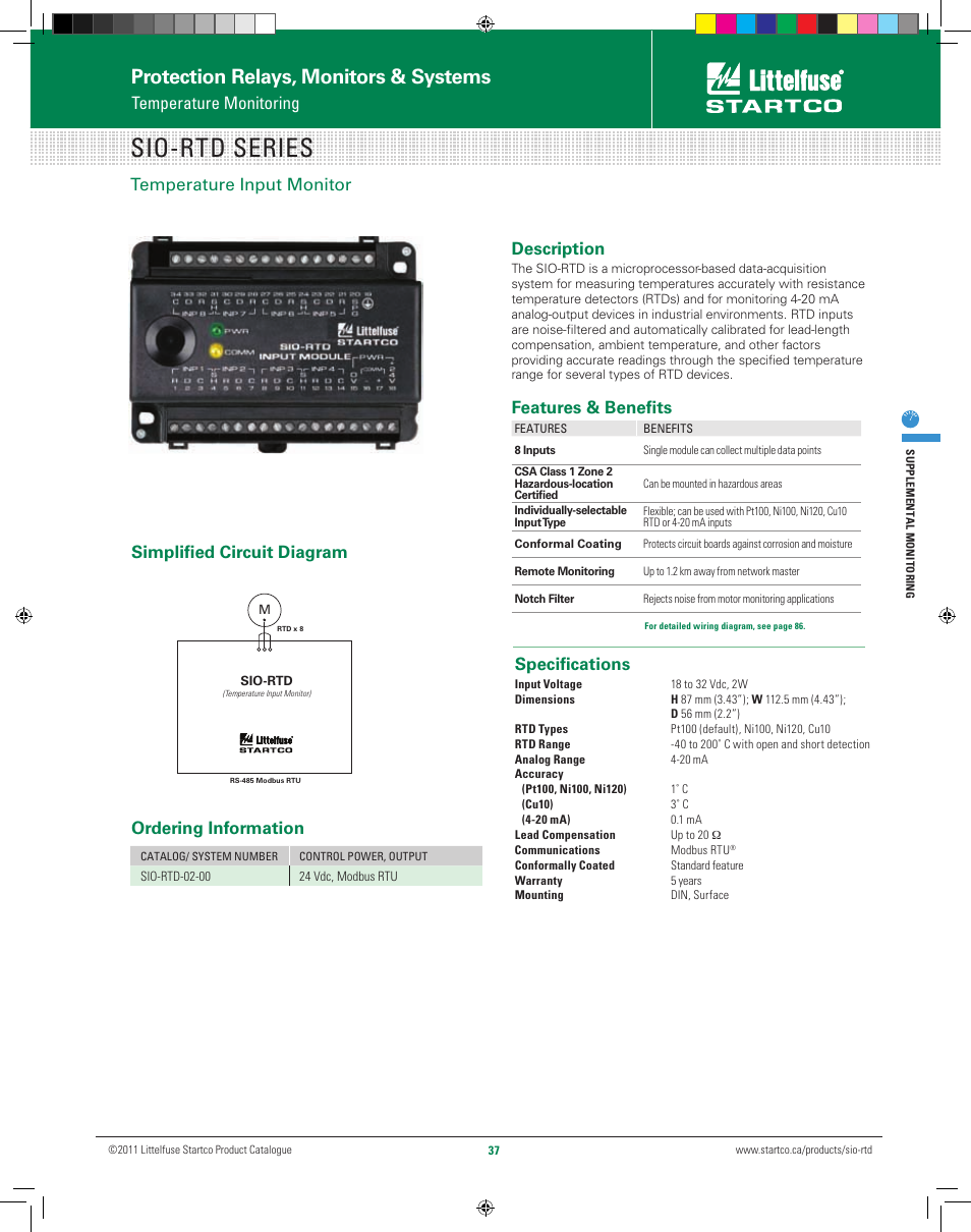 Littelfuse SIO-RTD Series User Manual | 1 page