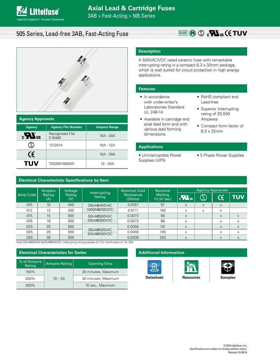 Littelfuse 505 Series User Manual | 3 pages