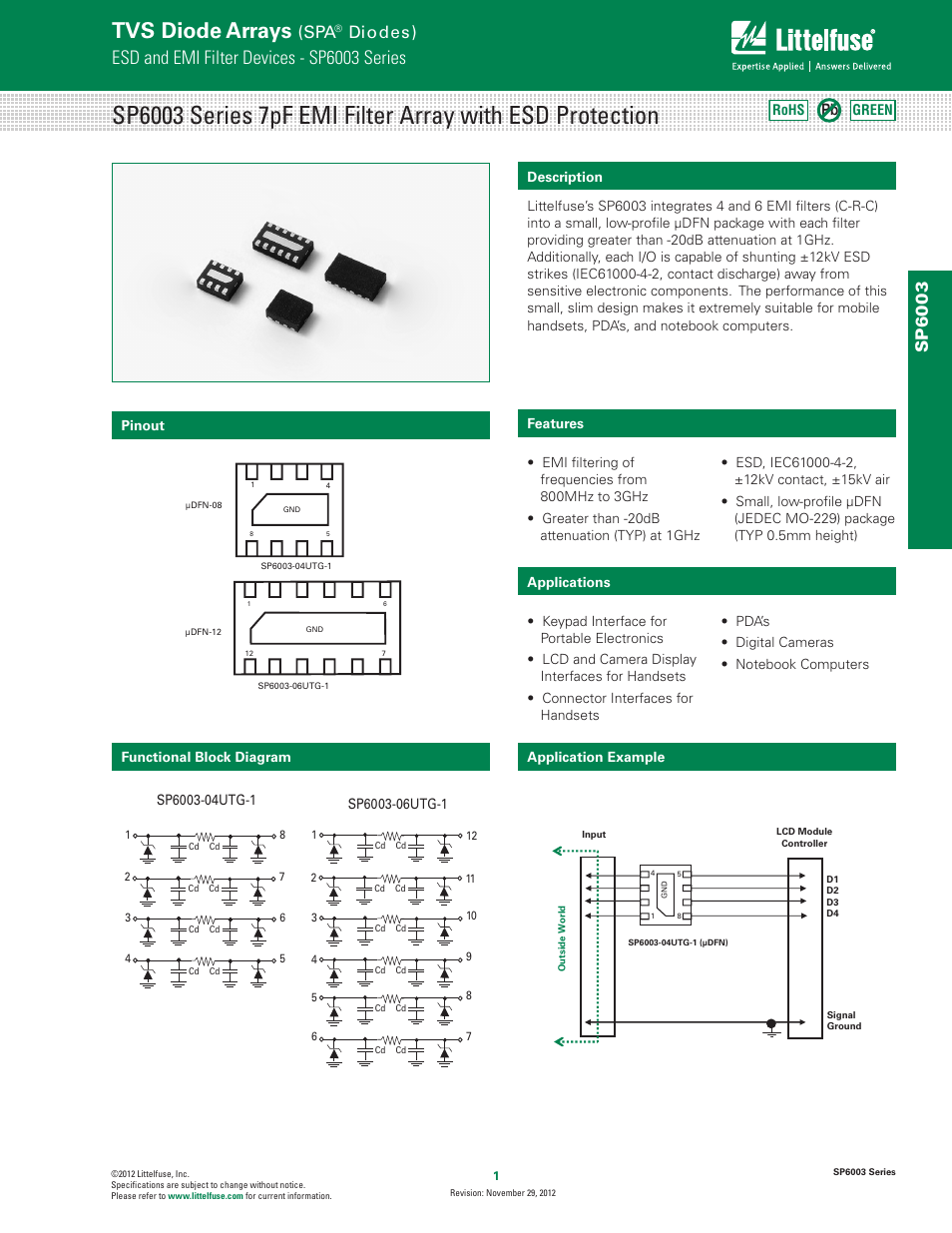 Littelfuse SP6003 Series User Manual | 5 pages