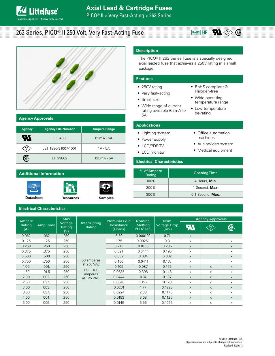 Littelfuse 263 Series User Manual | 3 pages