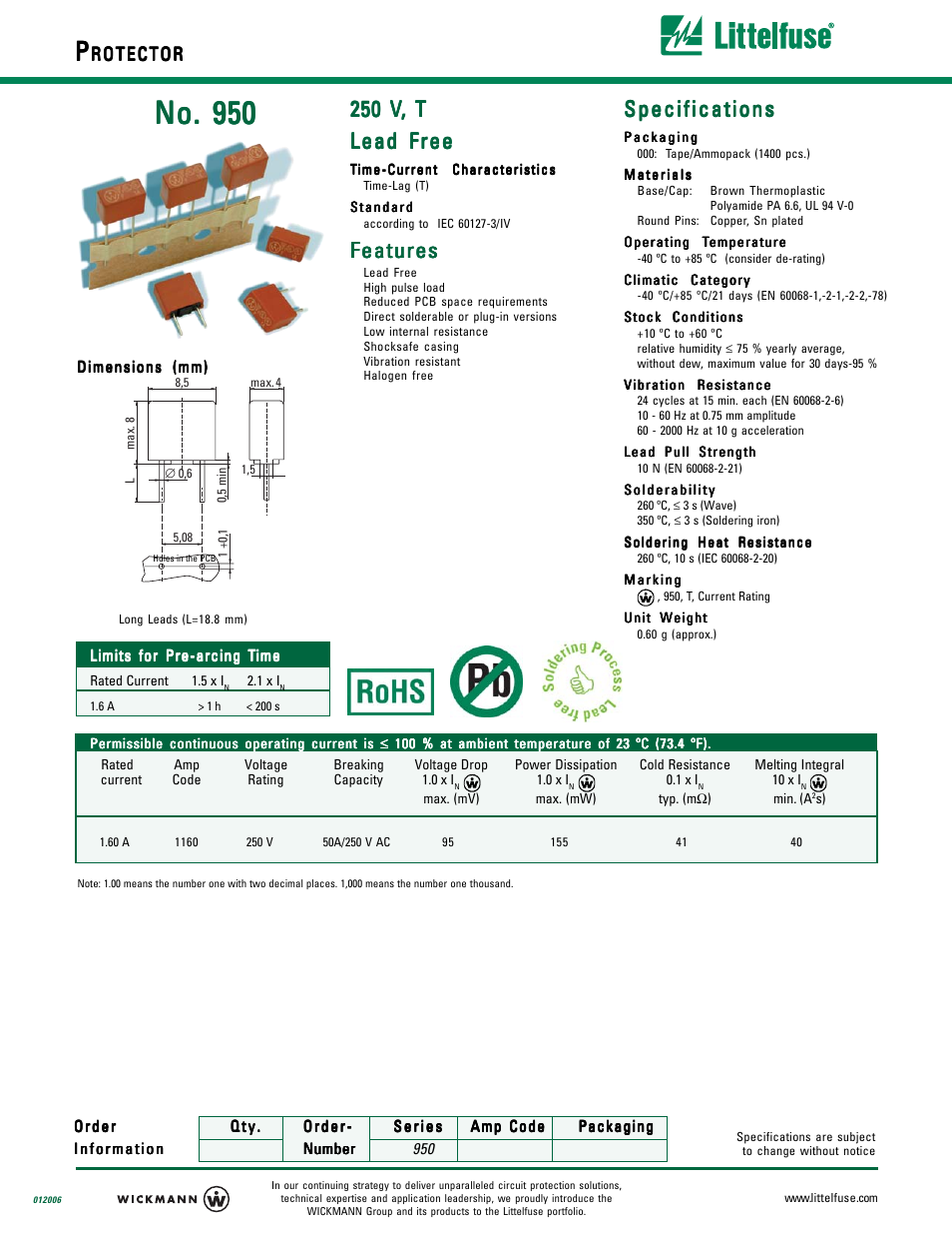 Littelfuse 950 User Manual | 2 pages