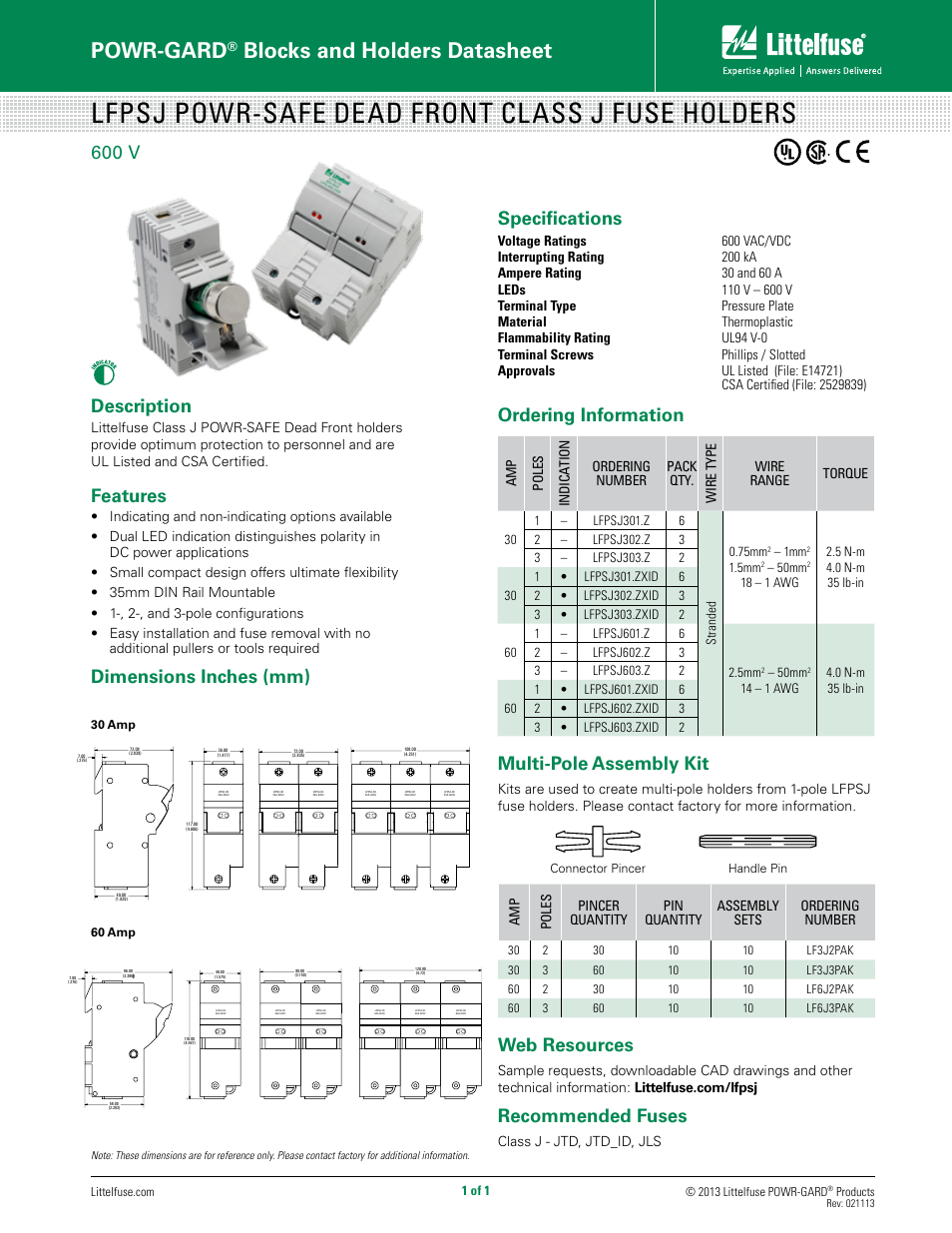 Littelfuse LFPSJ Series User Manual | 1 page