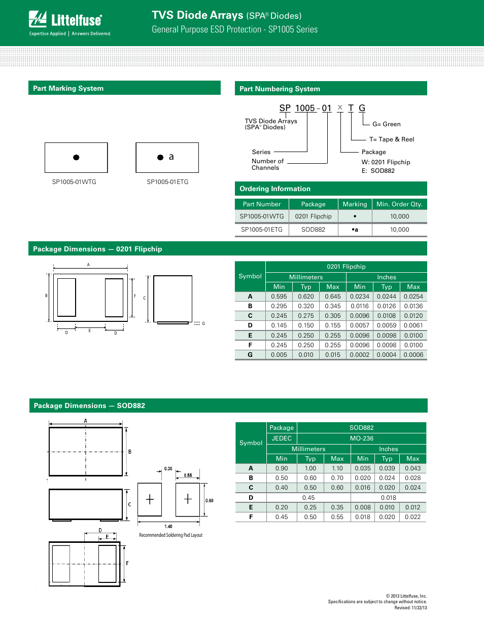 Tvs diode arrays, General purpose esd protection - sp1005 series, Diodes) | Littelfuse SP1005 Series User Manual | Page 4 / 6