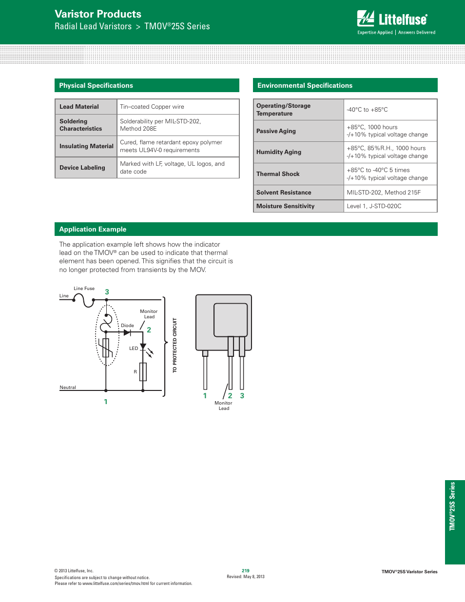 Varistor products, Radial lead varistors > tmov, 25s series | Littelfuse TMOV 25S Varistor Series User Manual | Page 5 / 7
