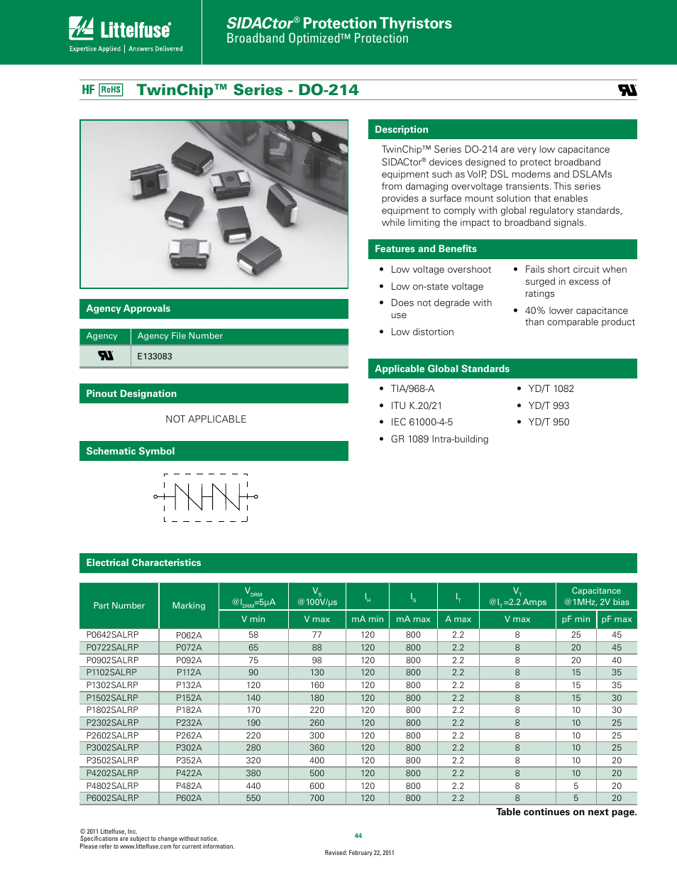 Littelfuse TwinChip Series DO-214 User Manual | 5 pages