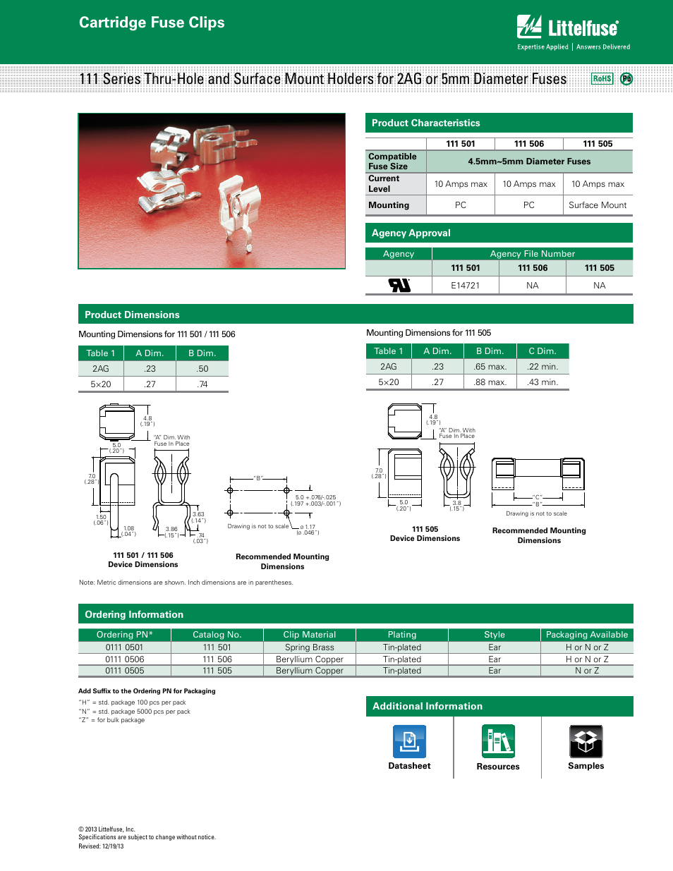 Littelfuse 111 Series User Manual | 1 page