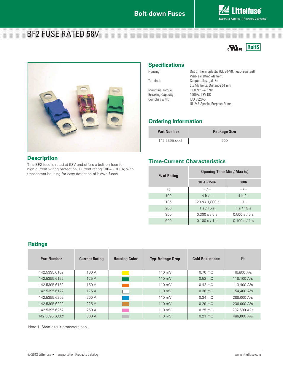 Littelfuse BF2 58V Series User Manual | 2 pages