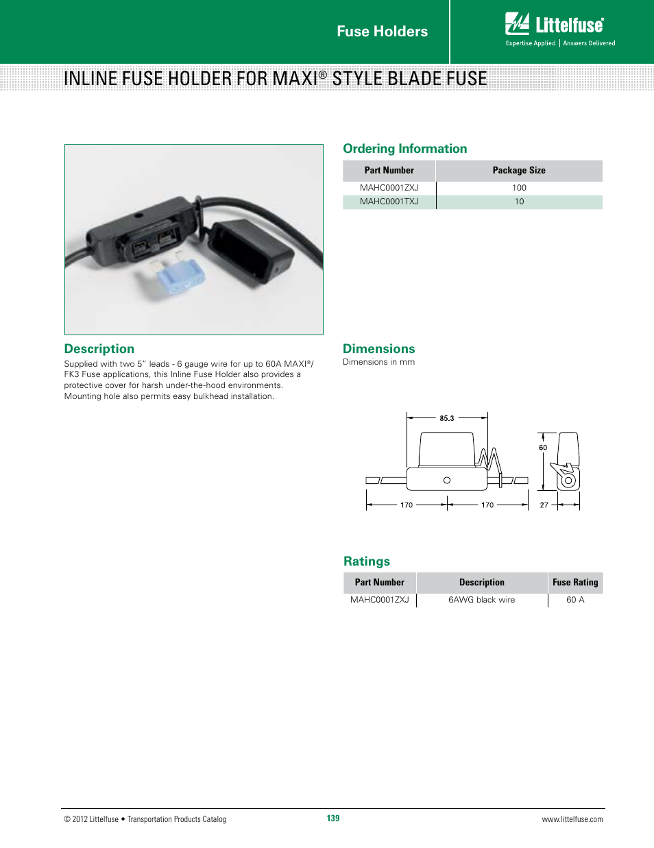 Littelfuse MAH Series User Manual | 1 page