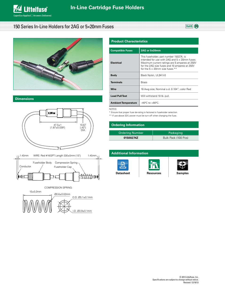Littelfuse 155100 Series User Manual | 1 page