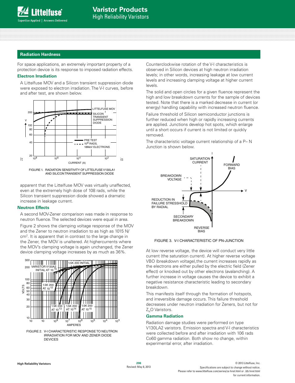 Varistor products, High reliability varistors, Radiation hardness | Littelfuse High Reliability Varistors User Manual | Page 6 / 6