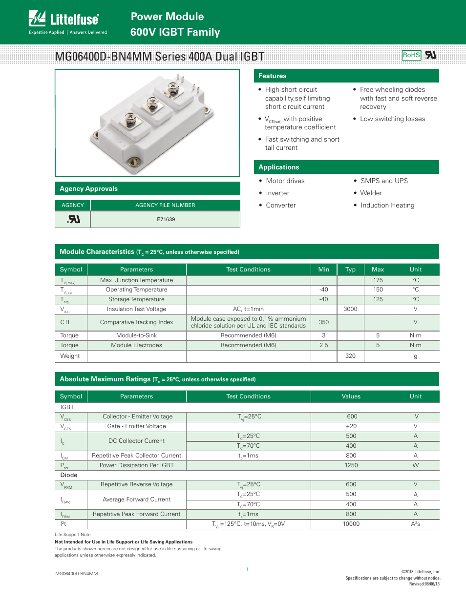 Littelfuse MG06400D-BN4MM Series User Manual | 5 pages