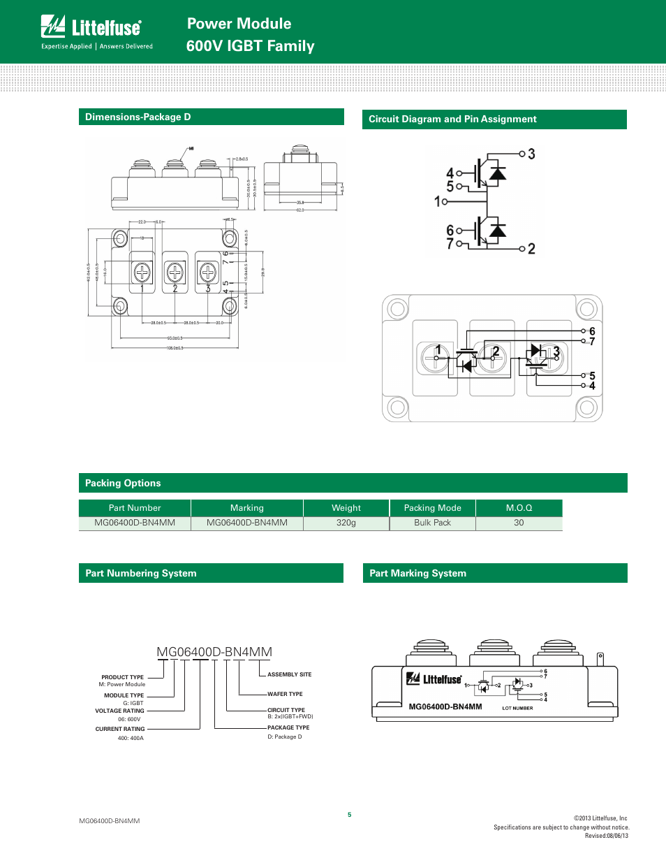 Power module, 600v igbt family | Littelfuse MG06400D-BN4MM Series User Manual | Page 5 / 5