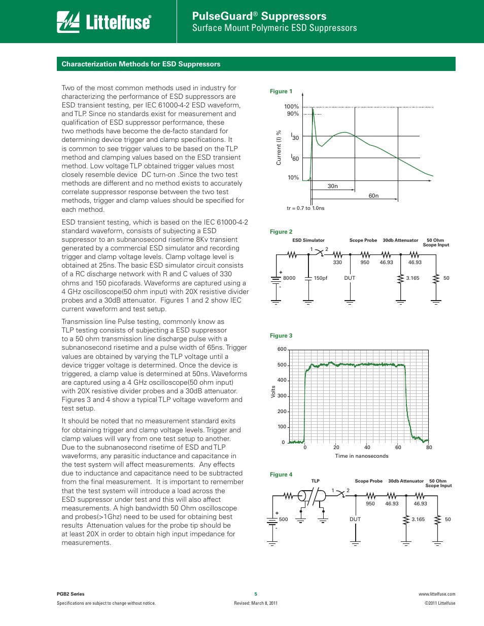 Pulseguard, Suppressors, Surface mount polymeric esd suppressors | Littelfuse PGB20402 Series User Manual | Page 5 / 5