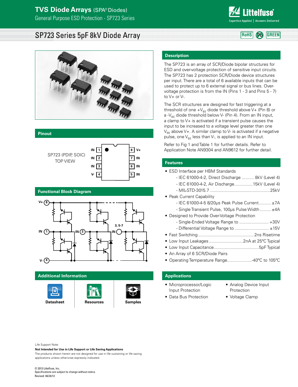 Littelfuse SP723 Lead-Free_Green Series User Manual | 6 pages