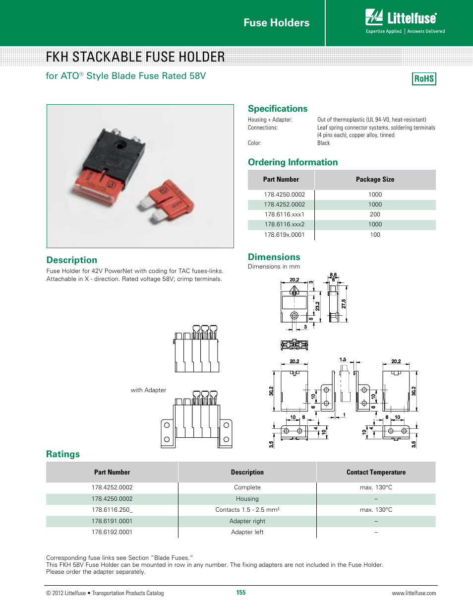 Littelfuse FKH Stack 58V Series User Manual | 1 page