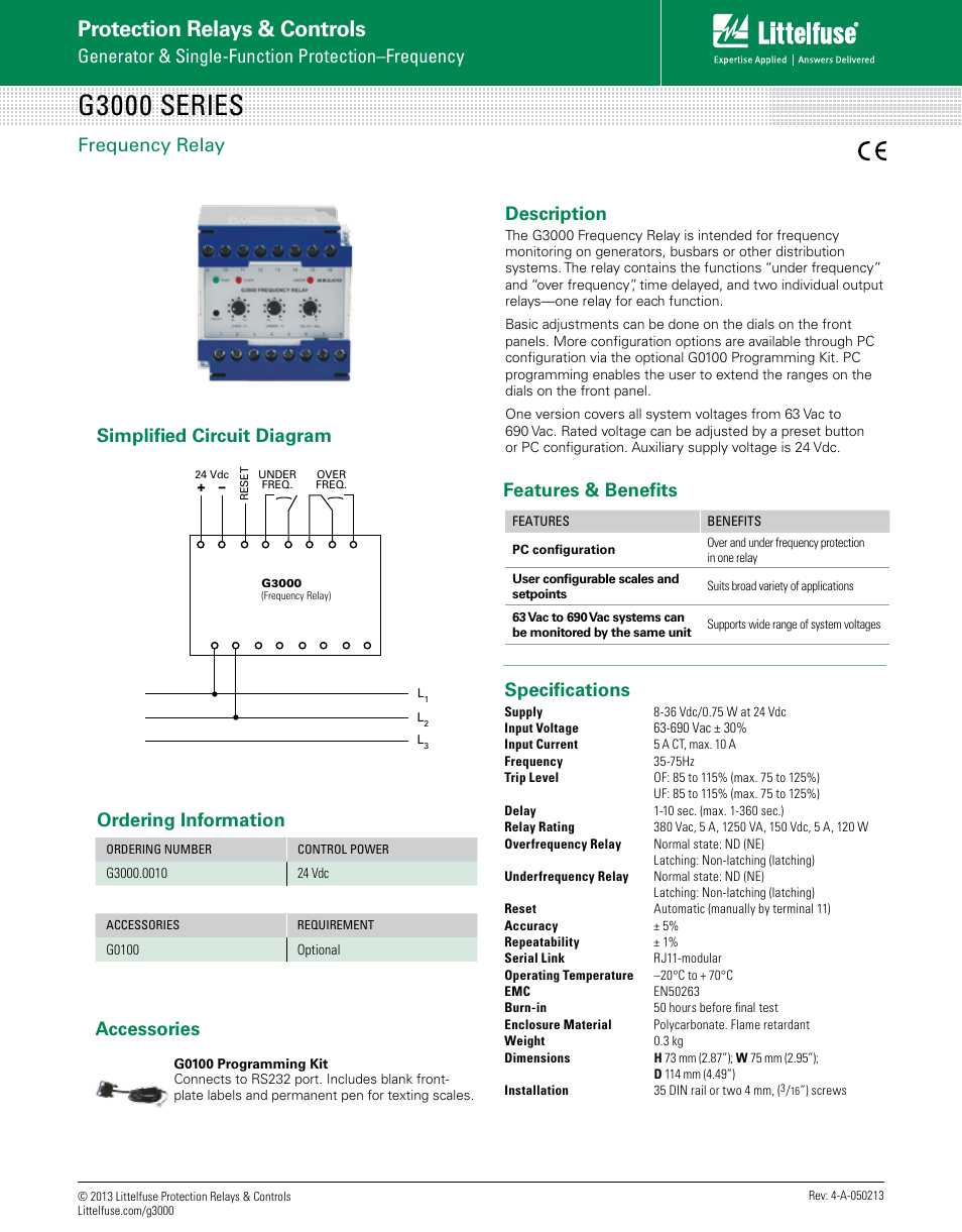 Littelfuse G3000 Series User Manual | 1 page