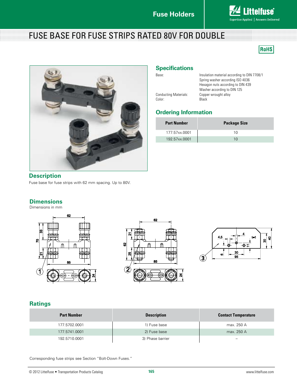 Littelfuse Double Strips 80V Series User Manual | 1 page