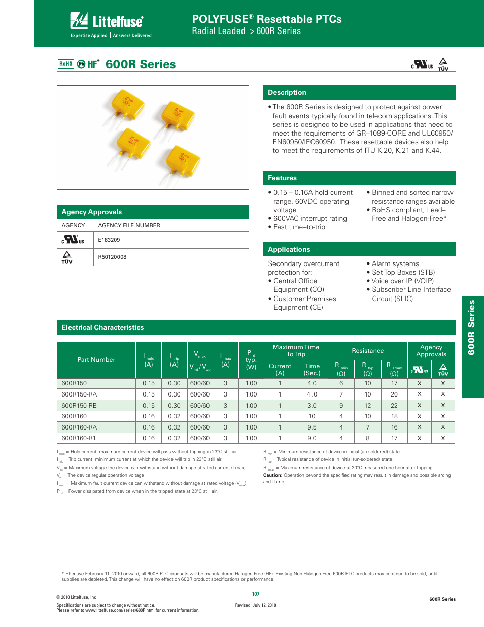Littelfuse 600R Series User Manual | 6 pages