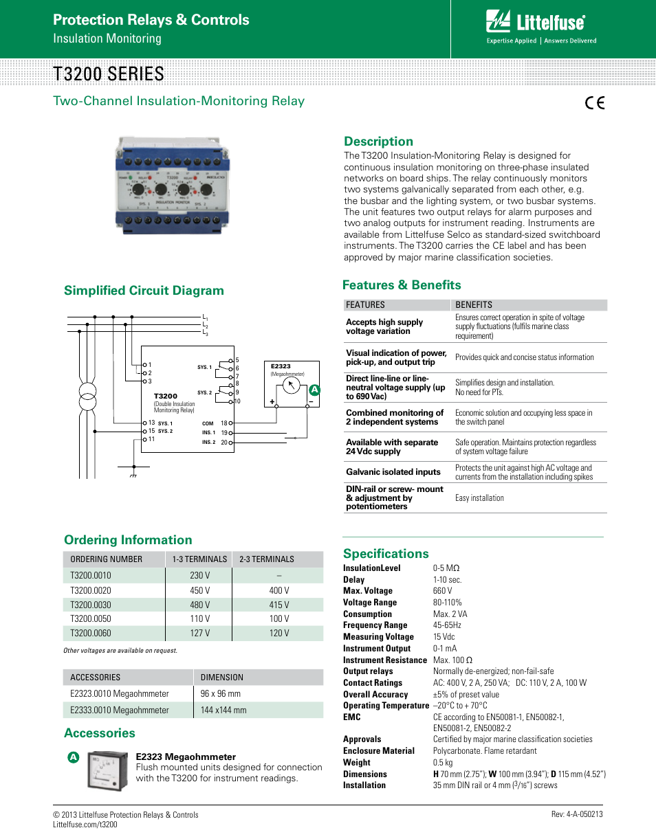 Littelfuse T3200 Series User Manual | 1 page
