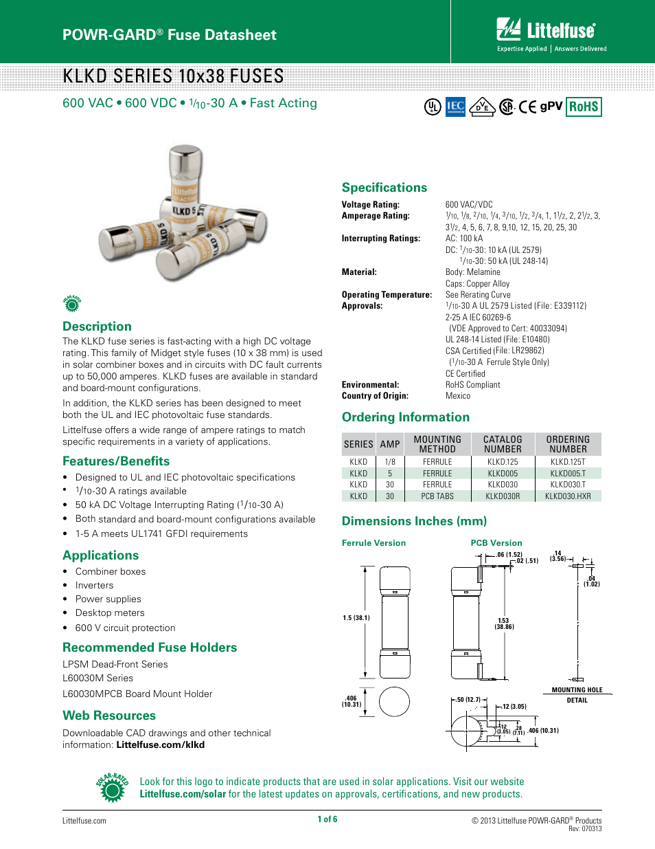 Littelfuse KLKD Series User Manual | 6 pages