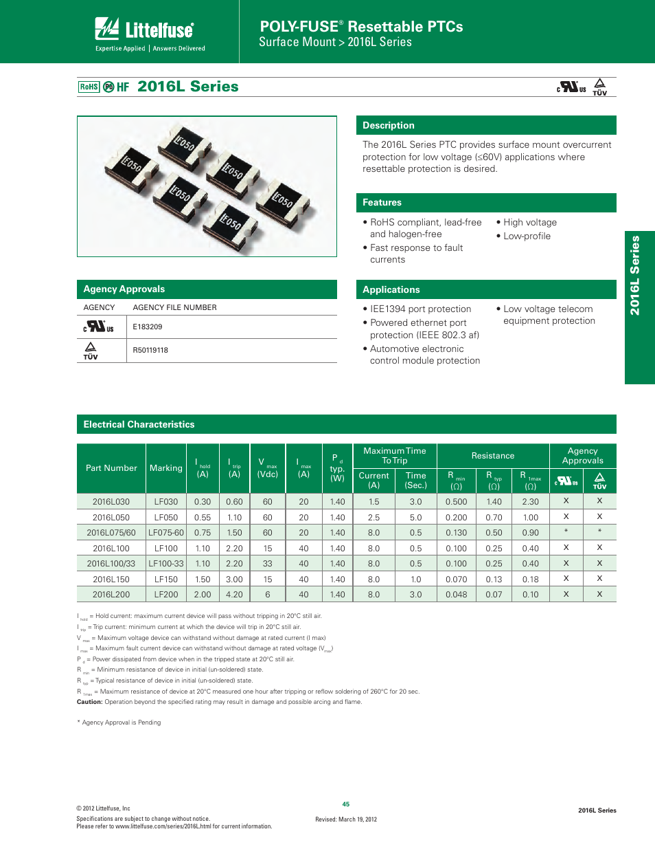 Littelfuse 2016L Series User Manual | 5 pages