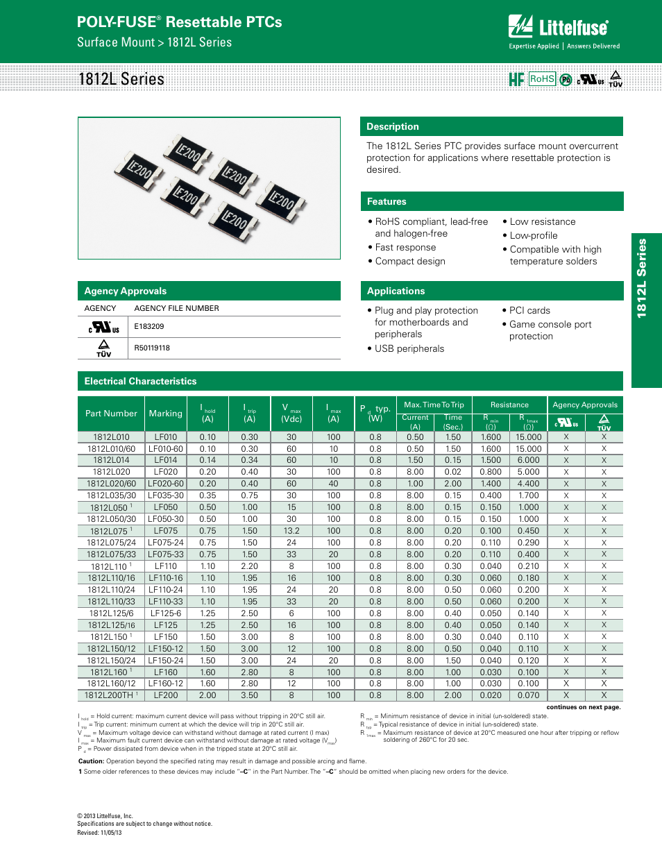 Littelfuse 1812L Series User Manual | 7 pages